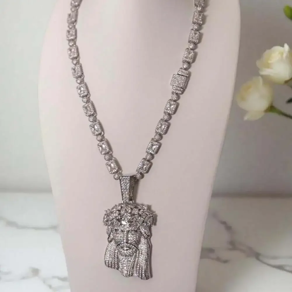 Jesus Pendant And Tennis Cluster 20inch